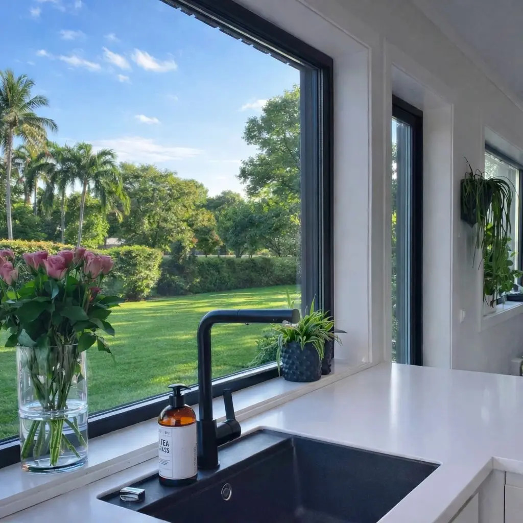 Impact picture window replacement in Coral Springs, Florida.