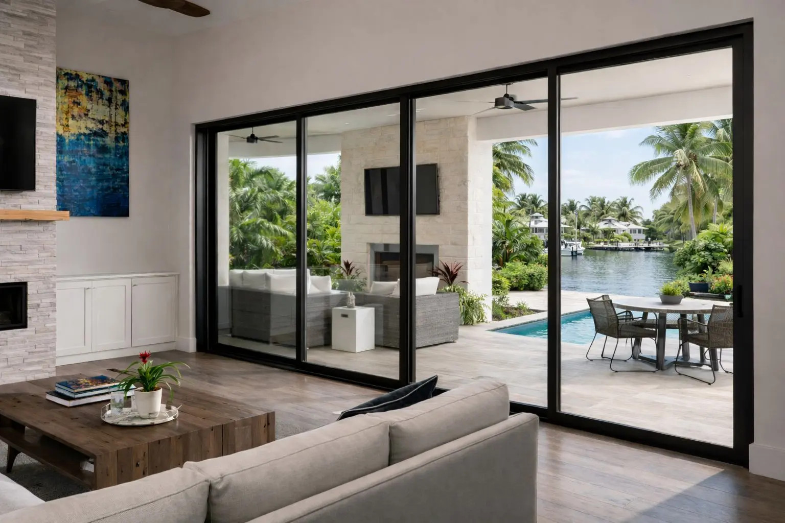 Impact sliding glass door replacement in Fort Lauderdale, Florida.