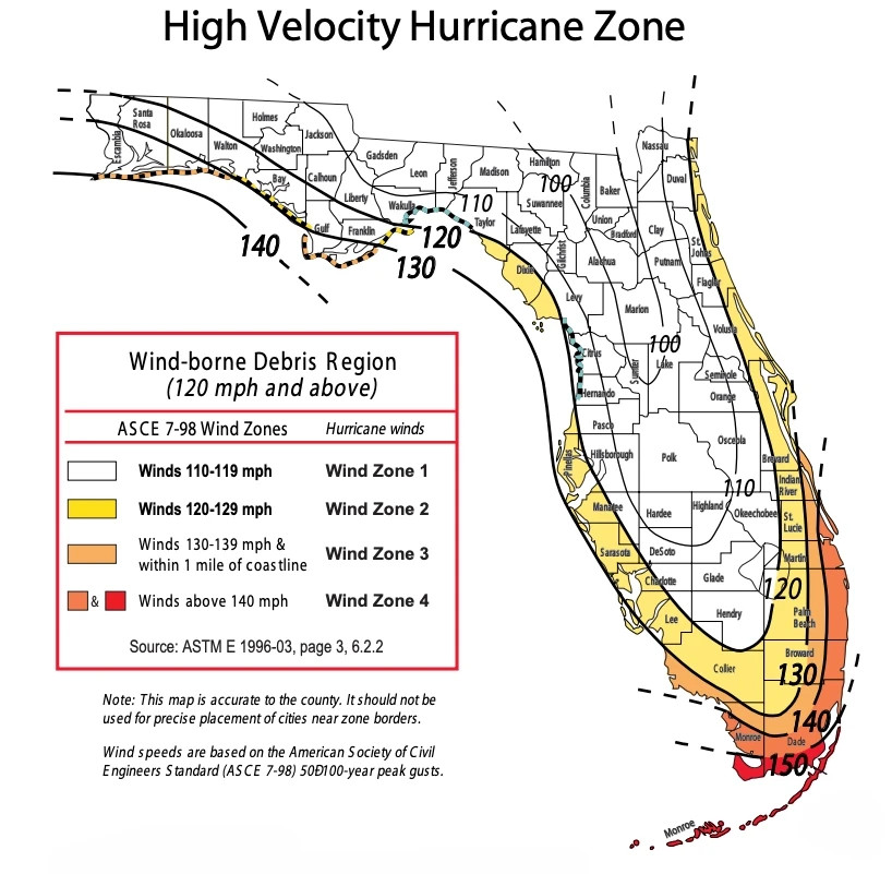 High velocity hurricane zone map Coral Springs Florida hvhz